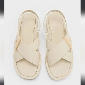 Charles & Keith Crossover-Strap Slingback Sandals